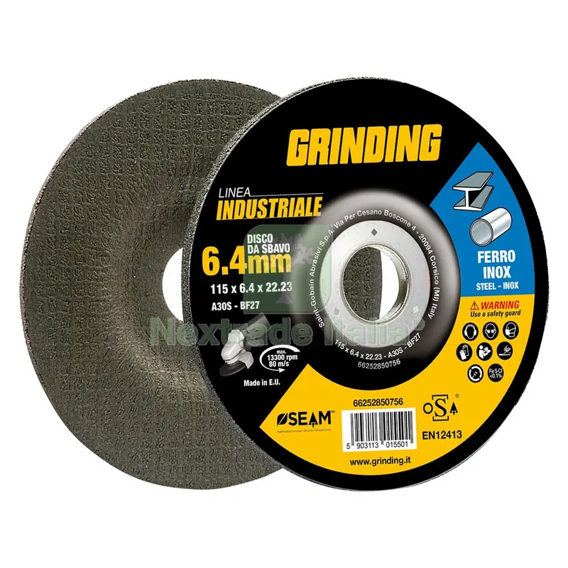 5PZ MOLA ABRASIVA DA SBAVO 'GRINDING LINEA INDUSTRIALE' Ø 125 x 6,4 — Abrasivi e mole — rif. FERX.5010742NLM
