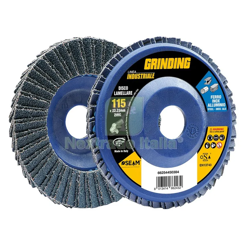 10PZ DISCO LAMELLARE PER ACCIAIO INOX 'GRINDING LINEA INDUSTRIALE' Ø 115 gr. 80 — Punte, frese e dischi — rif. FERX.5010774NLM