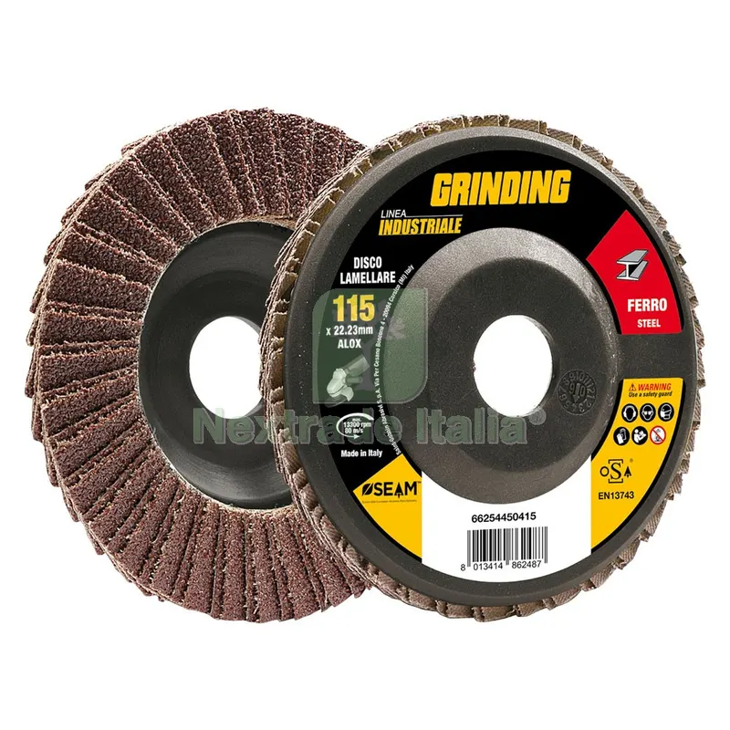 10PZ DISCO LAMELLARE PER FERRO 'GRINDING LINEA INDUSTRIALE' Ø 115 gr. 60 — Punte, frese e dischi — rif. FERX.5010802NLM 10PZ DISCO LAMELLARE PER FERRO 'GRINDING LINEA INDUSTRIALE' Ø 115 gr. 60 — Punte, frese e dischi — rif. FERX.5010802NLM