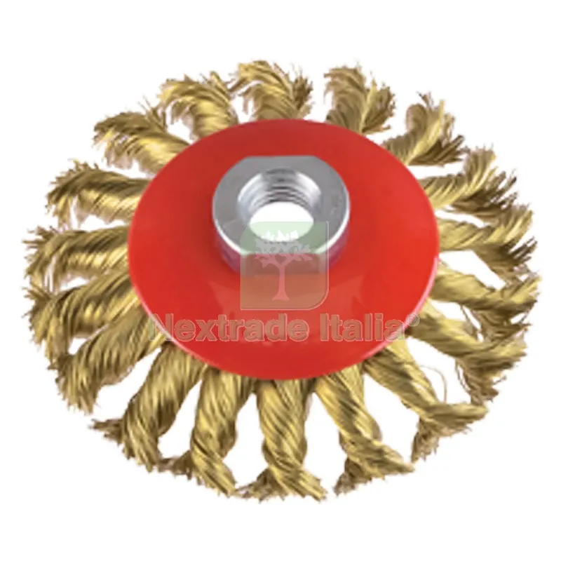 SPAZZOLA CIRCOLARE CONICA Ø mm 100 - foro M 14 — Punte, frese e dischi — rif. FERX.5028362NLM