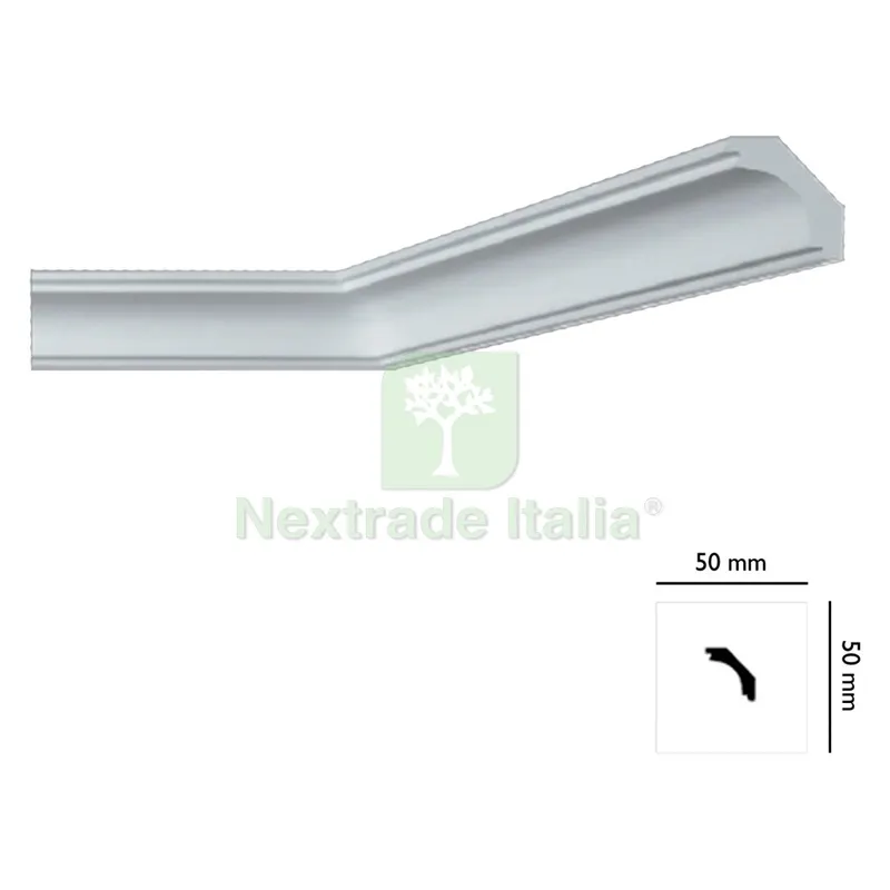 55PZ Cornice Decorativa per Soffitto mod. I707 - mm. 50x50 — Cornici e profili decorativi — rif. FERX.913128NLM