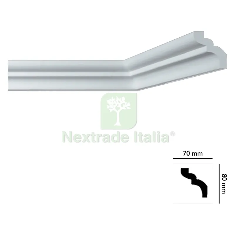 50PZ CORNICE DECORATIVA PER SOFFITTO mod. I785 - mm. 70x80 — Cornici e profili decorativi — rif. FERX.913132NLM 50PZ CORNICE DECORATIVA PER SOFFITTO mod. I785 - mm. 70x80 — Cornici e profili decorativi — rif. FERX.913132NLM