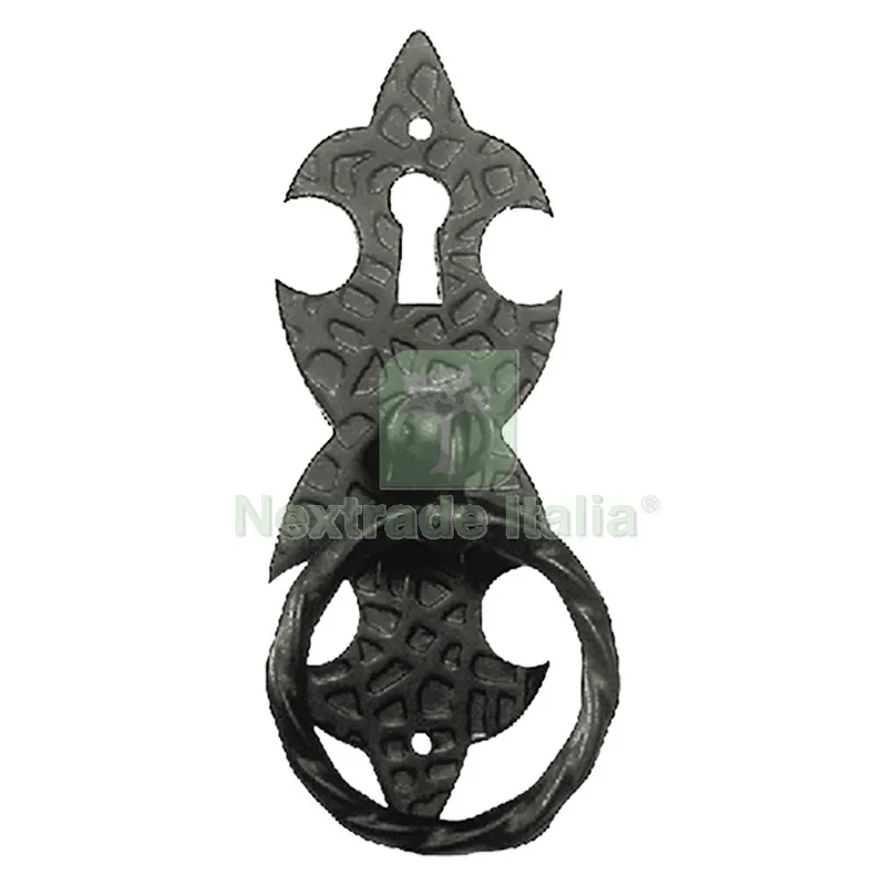 12PZ MANIGLIA AD ANELLO CON PIASTRA mm 45 codice 304838 — Maniglie e pomelli — rif. FERX.304838NLM