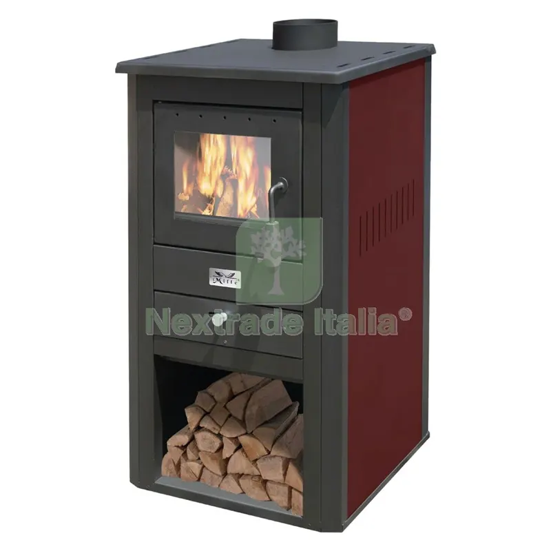 STUFA A LEGNA 'PALLADE' 13 kw - colore nero/bordeaux — Stufe e camini — rif. FERX.7002276NLM STUFA A LEGNA 'PALLADE' 13 kw - colore nero/bordeaux — Stufe e camini — rif. FERX.7002276NLM