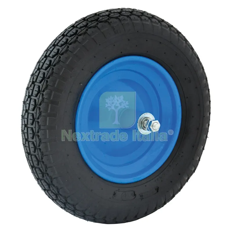 RUOTA PNEUMATICA PER CARRIOLA CON CUSCINETTI perno lungo interasse mm 140 — Attrezzi da giardino — rif. FERX.102739NLM RUOTA PNEUMATICA PER CARRIOLA CON CUSCINETTI perno lungo interasse mm 140 — Attrezzi da giardino — rif. FERX.102739NLM