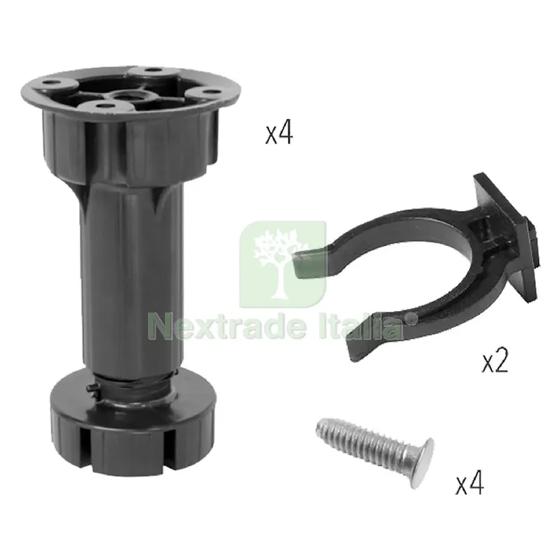 4PZ PIEDINO PER MOBILI REGOLABILE altezza registrabile mm 120 - 150 — Ferramenta per legno e mobili — rif. FERX.3102886NLM