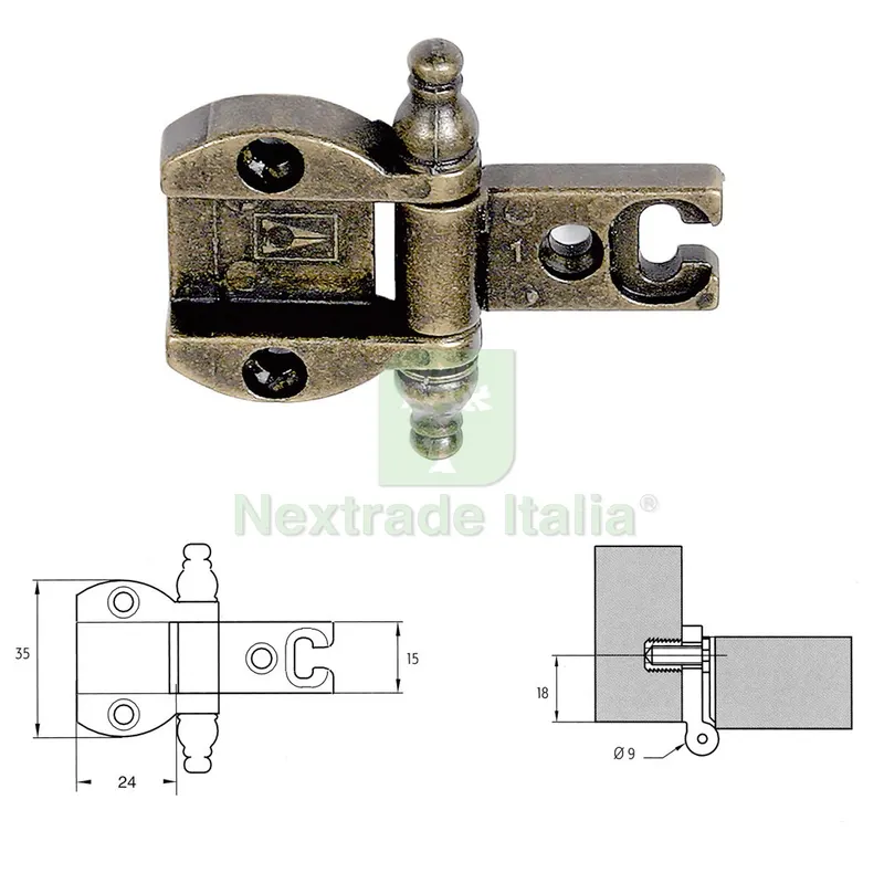 2PZ CERNIERA PER MOBILI 'A0055' bronzata — Ferramenta per legno e mobili — rif. FERX.3069210NLM