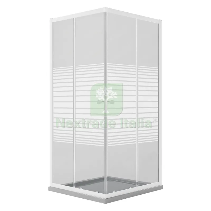 BOX DOCCIA CRISTALLO SERIGRAFATO DUE PORTE 'PERLA' cm 80 x 80 - H 185 — Accessori bagno — rif. FERX.2070120NLM BOX DOCCIA CRISTALLO SERIGRAFATO DUE PORTE 'PERLA' cm 80 x 80 - H 185 — Accessori bagno — rif. FERX.2070120NLM