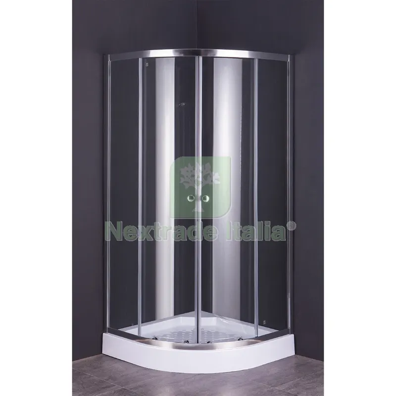 BOX DOCCIA CRISTALLO SEMICIRCOLARE DUE PORTE 'RUBI cm 80 x 80 - H 185 — Accessori bagno — rif. FERX.2070150NLM