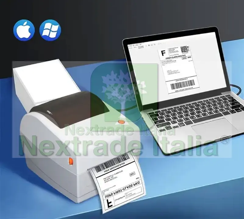 Stampante termica TP403X per etichette termiche da 25 a 115 mm di ampiezza, collegamento USB Bluetooth al PC, ideale per spedizioni e stampa di etichette — Recinto elettrico — rif. FERX.ETINEXTLAB01 — foto 4 Stampante termica TP403X per etichette termiche da 25 a 115 mm di ampiezza, collegamento USB Bluetooth al PC, ideale per spedizioni e stampa di etichette — Recinto elettrico — rif. FERX.ETINEXTLAB01 — foto 4