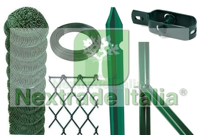 Composizione completa rete per recinzione DA 25MT LINEARI CON RETE METALLICA PLASTIFICATA ALTEZZA CM 200 H MAGLIA MM 50X50 CON PALETTI DA FISSARE NEL CEMENTO — Reti e recinzioni — rif. FERX.COMP.09 Composizione completa rete per recinzione DA 25MT LINEARI CON RETE METALLICA PLASTIFICATA ALTEZZA CM 200 H MAGLIA MM 50X50 CON PALETTI DA FISSARE NEL CEMENTO — Reti e recinzioni — rif. FERX.COMP.09