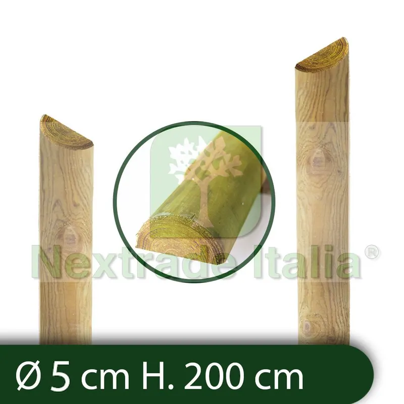 10PZ Mezzi Pali in legno Recinzioni Staccionate Giardino Trattati 5x200 H nx1 — Pali e paletti — rif. FERX.RETI.76.8.STOCK