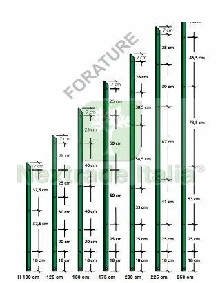 10PZ Paletto a T altezza 225 CM sezione mm 30x30x3 PLASTIFICATO Palo Verde da GIARDINO recinzione in ferro — Pali e paletti — rif. FERX.MI.51.STOCK — foto 4