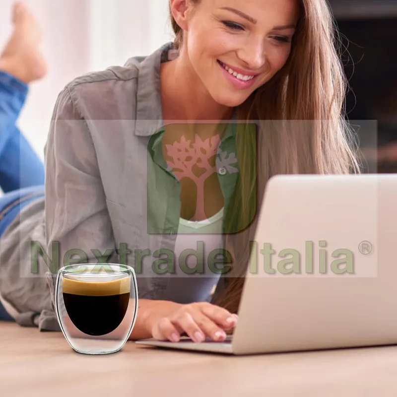 Set 2 Tazze Termica 80ml Vetro Borosilicato Doppio Strato, Resistente Caldo e Freddo, Perfetta per Caffè, Tè, Latte - Effetto Galleggiante, Lavabile Lavastoviglie — Staccionate e steccati — rif. FERX.CUP802P — foto 3 Set 2 Tazze Termica 80ml Vetro Borosilicato Doppio Strato, Resistente Caldo e Freddo, Perfetta per Caffè, Tè, Latte - Effetto Galleggiante, Lavabile Lavastoviglie — Staccionate e steccati — rif. FERX.CUP802P — foto 3