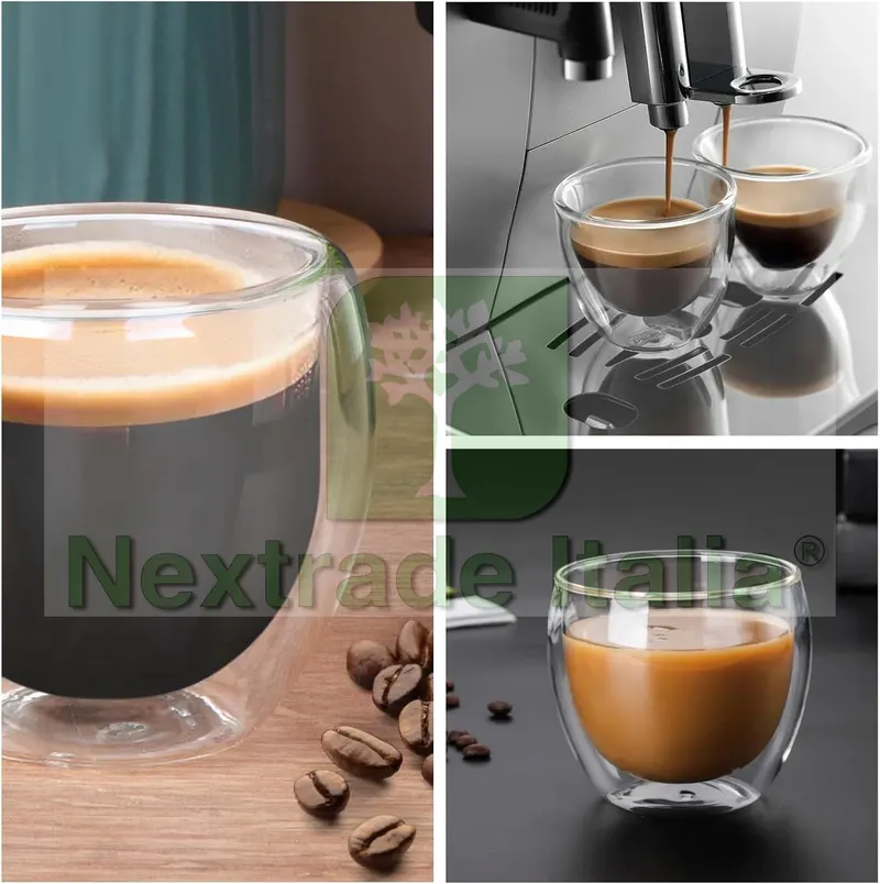 Set 2 Tazze Termica 80ml Vetro Borosilicato Doppio Strato, Resistente Caldo e Freddo, Perfetta per Caffè, Tè, Latte - Effetto Galleggiante, Lavabile Lavastoviglie — Staccionate e steccati — rif. FERX.CUP802P — foto 4 Set 2 Tazze Termica 80ml Vetro Borosilicato Doppio Strato, Resistente Caldo e Freddo, Perfetta per Caffè, Tè, Latte - Effetto Galleggiante, Lavabile Lavastoviglie — Staccionate e steccati — rif. FERX.CUP802P — foto 4
