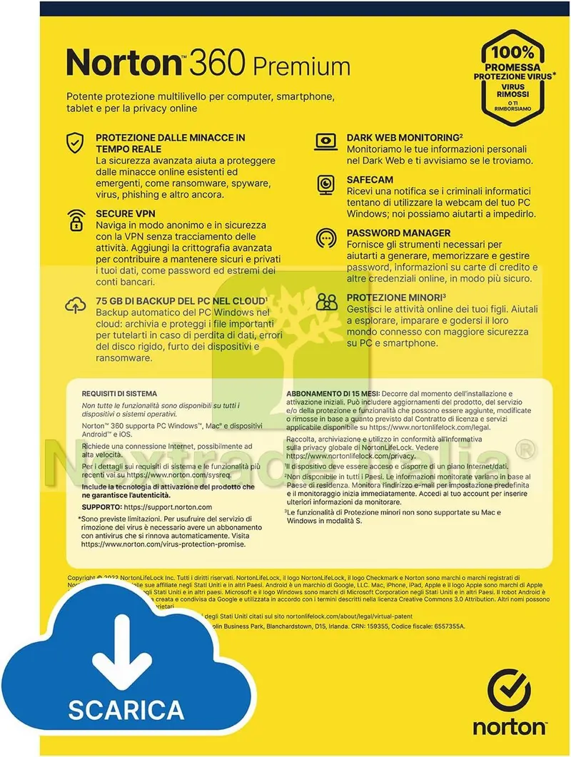 Norton 360 Premium 2021 - PC / MAC / ANDROID / IOS-3 ANNI- 10 PC — Software e licenze — rif. LOAN.1721.3 — foto 5 Norton 360 Premium 2021 - PC / MAC / ANDROID / IOS-3 ANNI- 10 PC — Software e licenze — rif. LOAN.1721.3 — foto 5