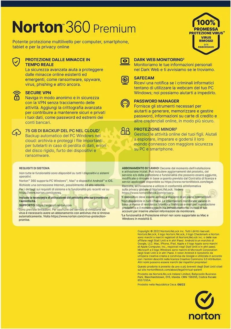 Norton 360 Premium 2021 PC / MAC / ANDROID / IOS 1 ANNO 10 PC — Software e licenze — rif. LOAN.172110d — foto 3 Norton 360 Premium 2021 PC / MAC / ANDROID / IOS 1 ANNO 10 PC — Software e licenze — rif. LOAN.172110d — foto 3