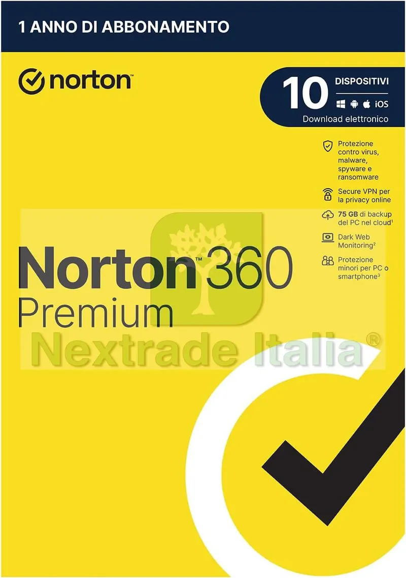 Norton 360 Premium 2024 - PC / MAC / ANDROID / IOS-1 ANNO- 10 PC — Software e licenze — rif. LOAN.172410d Norton 360 Premium 2024 - PC / MAC / ANDROID / IOS-1 ANNO- 10 PC — Software e licenze — rif. LOAN.172410d