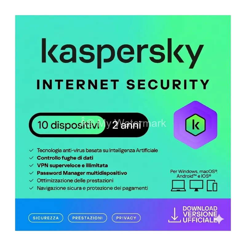 KASPERSKY INTERNET SECURITY - PC / MAC / ANDROID/ IOS -2 ANNI - 10 DISPOSITIVI — Software e licenze — rif. kasis10.2.2y.a KASPERSKY INTERNET SECURITY - PC / MAC / ANDROID/ IOS -2 ANNI - 10 DISPOSITIVI — Software e licenze — rif. kasis10.2.2y.a