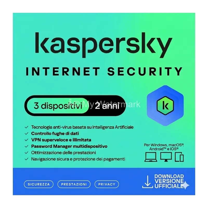 KASPERSKY INTERNET SECURITY 2024 - PC / MAC / ANDROID/ IOS -2 ANNI - 3 DISPOSITIVI — Software e licenze — rif. kasis3.2.2y KASPERSKY INTERNET SECURITY 2024 - PC / MAC / ANDROID/ IOS -2 ANNI - 3 DISPOSITIVI — Software e licenze — rif. kasis3.2.2y