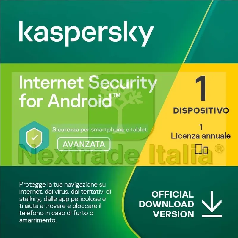 Kaspersky Internet Security for Android - 1 Dispositivo - 1 Anno EU VERSION — Software e licenze — rif. kasmob.1.a.eu Kaspersky Internet Security for Android - 1 Dispositivo - 1 Anno EU VERSION — Software e licenze — rif. kasmob.1.a.eu