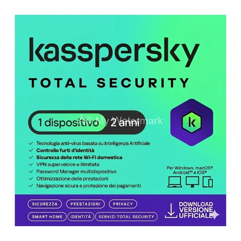 KASPERSKY TOTAL SECURITY 2025 PC / MAC / ANDROID/ IOS -2 ANNI- 1 DISPOSITIVO — Software e licenze — rif. kastot1.1.25.2y KASPERSKY TOTAL SECURITY 2025 PC / MAC / ANDROID/ IOS -2 ANNI- 1 DISPOSITIVO — Software e licenze — rif. kastot1.1.25.2y