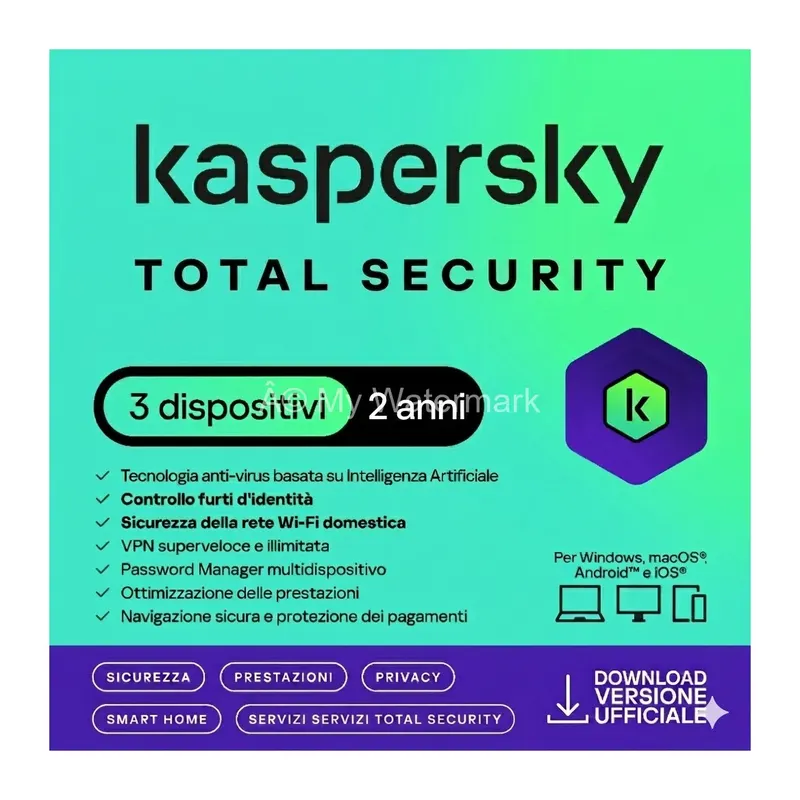 KASPERSKY TOTAL SECURITY 2020 PC / MAC / ANDROID/ IOS -2 ANNI - 3 DISPOSITIVI — Software e licenze — rif. kastot3.1.20.2y KASPERSKY TOTAL SECURITY 2020 PC / MAC / ANDROID/ IOS -2 ANNI - 3 DISPOSITIVI — Software e licenze — rif. kastot3.1.20.2y