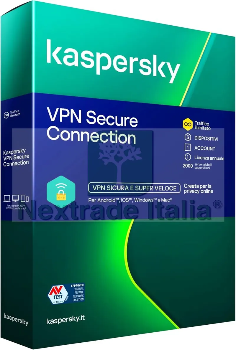 KASPERSKY VPN SECURE CONNECTION 2026 5 DISPOSITIVI 1 ANNO — Software e licenze — rif. kasvpn.5.26 — foto 2 KASPERSKY VPN SECURE CONNECTION 2026 5 DISPOSITIVI 1 ANNO — Software e licenze — rif. kasvpn.5.26 — foto 2