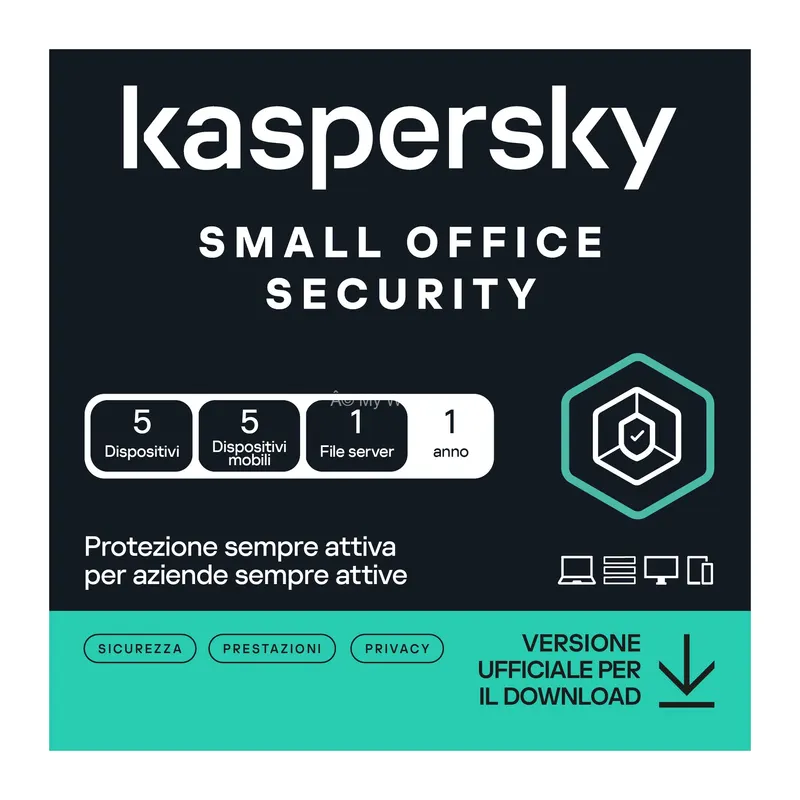 KASPERSKY SMALL OFFICE SECURITY 2026- PC / MAC / ANDROID/ IOS - 5 UTENTI - 1 SERVER - 1 ANNO — Software e licenze — rif. ksos51.1.26 KASPERSKY SMALL OFFICE SECURITY 2026- PC / MAC / ANDROID/ IOS - 5 UTENTI - 1 SERVER - 1 ANNO — Software e licenze — rif. ksos51.1.26