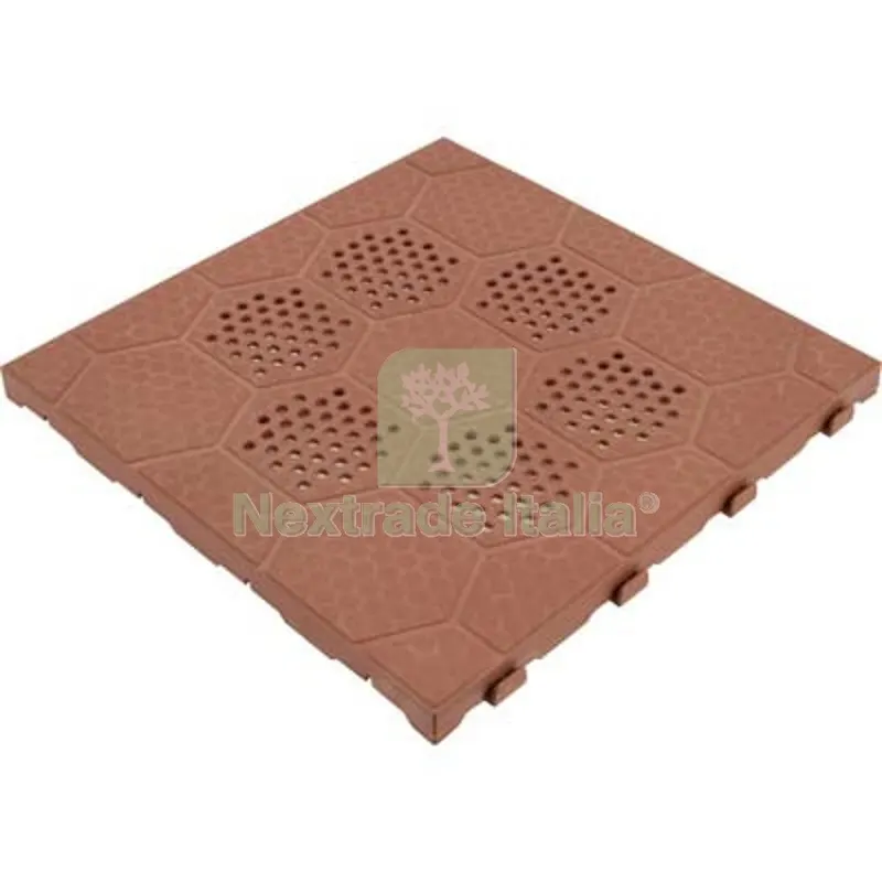 4PZ Piastrella Autobloccante PP Cotto CM 40X40 H.CM 2,5 Colore Cotto — Tempo libero outdoor — rif. FERX.VIR1100100