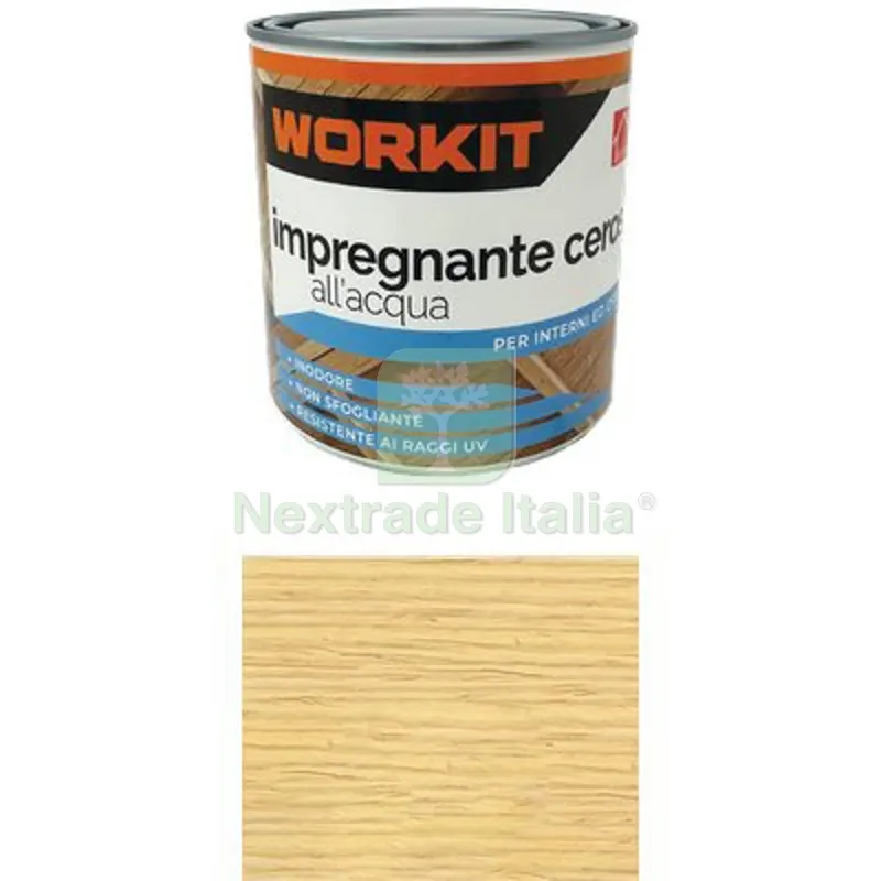 6PZ Impregnante Ceroso Acqua Workit Trasparente ML 750 Colore Trasparente — Vernici e smalti — rif. FERX.VIR1100431 6PZ Impregnante Ceroso Acqua Workit Trasparente ML 750 Colore Trasparente — Vernici e smalti — rif. FERX.VIR1100431