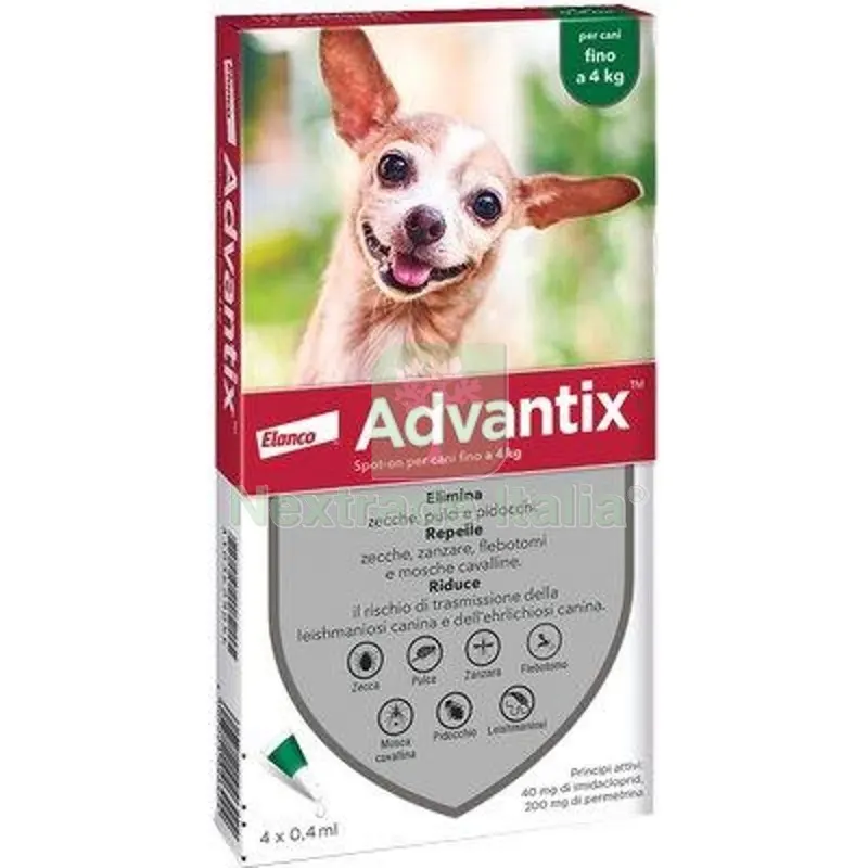 Antiparassitario Advantix Cani Elanco KG 0/4 CF=PZ 4 KG 0>4 — Protezione piante e sementi — rif. FERX.VIR1191232