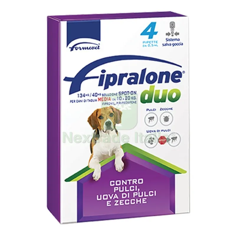 ANTIPARASSITARIO FIPRALONE DUO CANE FORMEVET KG 10/20 CF=PIPETTE 4 CF=PZ 4 — Protezione piante e sementi — rif. FERX.VIR1191253 ANTIPARASSITARIO FIPRALONE DUO CANE FORMEVET KG 10/20 CF=PIPETTE 4 CF=PZ 4 — Protezione piante e sementi — rif. FERX.VIR1191253