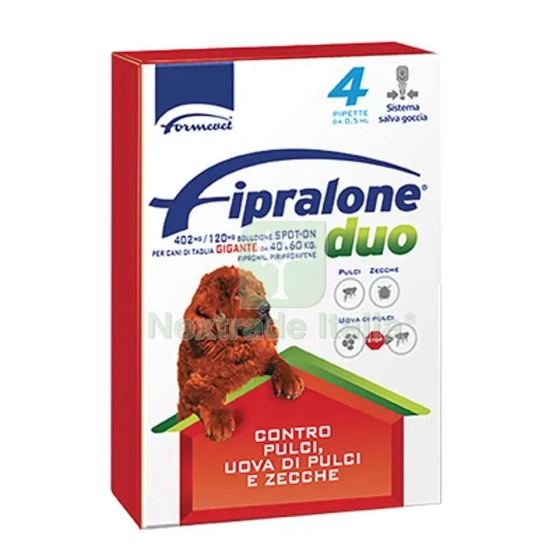 Antiparassitario Fipralone DUO Cane Formevet KG 40/60 CF=PIPETTE 4 CF=PZ 4 — Protezione piante e sementi — rif. FERX.VIR1191255 Antiparassitario Fipralone DUO Cane Formevet KG 40/60 CF=PIPETTE 4 CF=PZ 4 — Protezione piante e sementi — rif. FERX.VIR1191255
