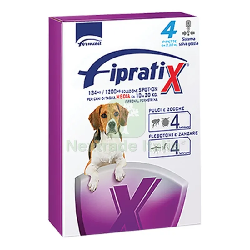 Antiparassitario Fipratix Cane Formevet KG 10/20 CF=PIPETTE 4 CF=PZ 4 — Protezione piante e sementi — rif. FERX.VIR1191258