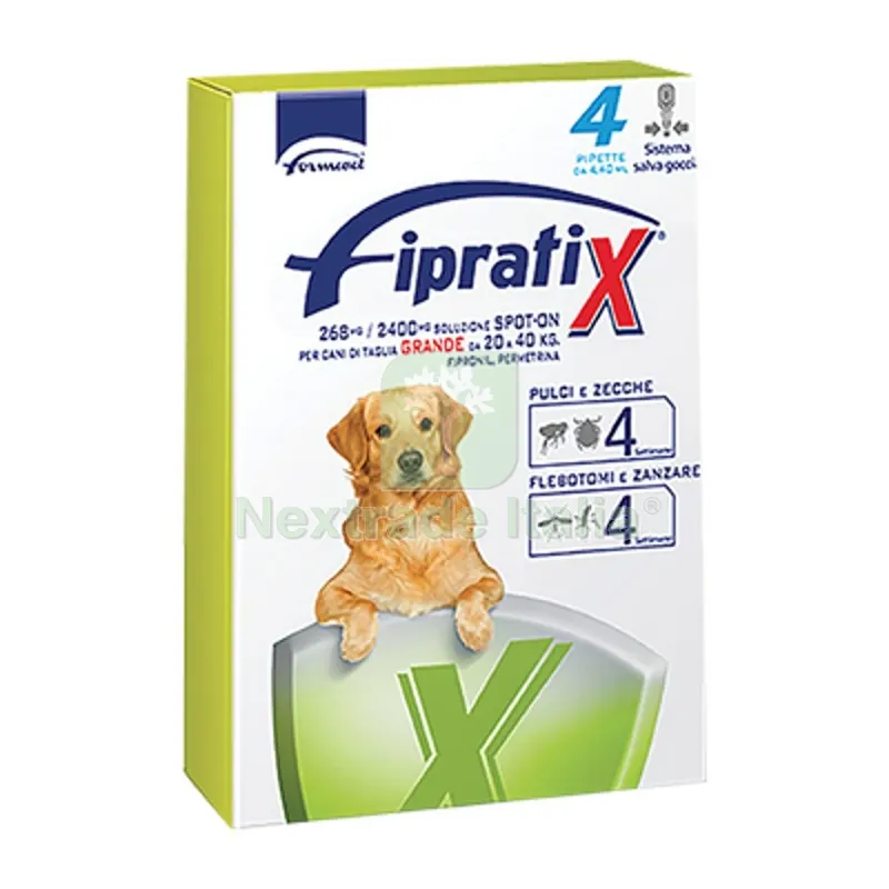 Antiparassitario Fipratix Cane Formevet KG 20/40 CF=PIPETTE 4 CF=PZ 4 — Protezione piante e sementi — rif. FERX.VIR1191259 Antiparassitario Fipratix Cane Formevet KG 20/40 CF=PIPETTE 4 CF=PZ 4 — Protezione piante e sementi — rif. FERX.VIR1191259