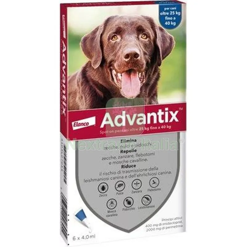 Antiparassitario Advantix Cani Elanco KG 25/40 CF=PZ 6 KG 25>40 — Protezione piante e sementi — rif. FERX.VIR1191323