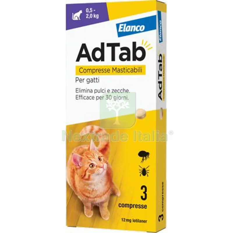 Antiparassitario Adtab Gatti Elanco KG 0,5/2 CF=PZ 3 KG 0;5>2 — Protezione piante e sementi — rif. FERX.VIR1191401 Antiparassitario Adtab Gatti Elanco KG 0,5/2 CF=PZ 3 KG 0;5>2 — Protezione piante e sementi — rif. FERX.VIR1191401