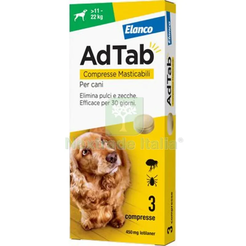Antiparassitario Adtab Cani Elanco KG 11/22 CF=PZ 3 KG 11>22 — Protezione piante e sementi — rif. FERX.VIR1191406