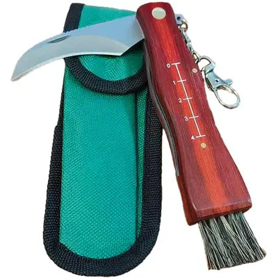 3PZ Coltello Serramanico x Funghi Inox/Legno + Spazzolino CM 19 + Fodero — Seghe e lame manuali — rif. FERX.VIR1253301