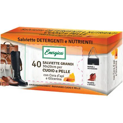 2CF Salviette Detergenti Cuoio e Finimenti Energica CF=PZ 40 — Attrezzi da giardino — rif. FERX.VIR1700837 2CF Salviette Detergenti Cuoio e Finimenti Energica CF=PZ 40 — Attrezzi da giardino — rif. FERX.VIR1700837