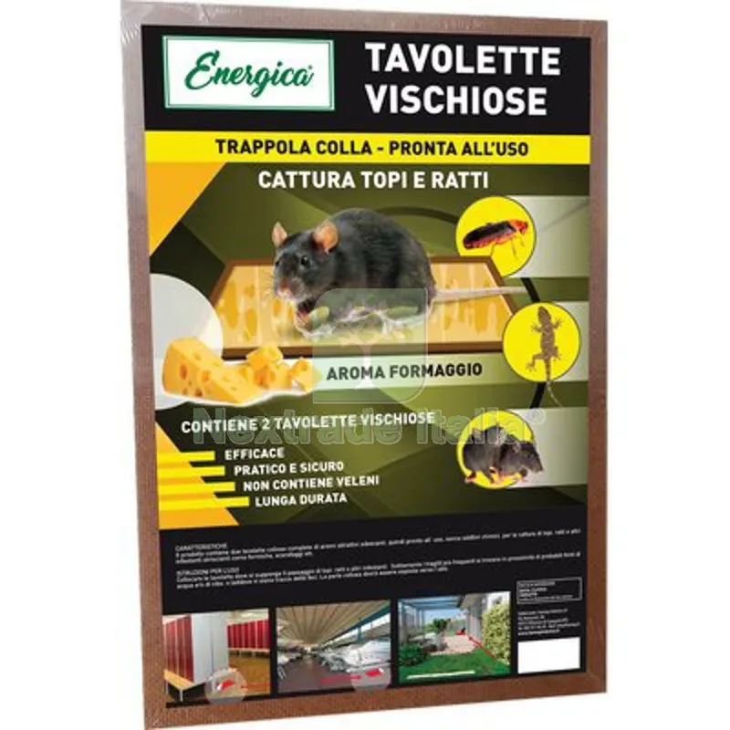 12CF Trappola Topi Adesiva Aromatizzata Energica CM 28X19 CF=PZ 2 — Attrezzi da giardino — rif. FERX.VIR1700842