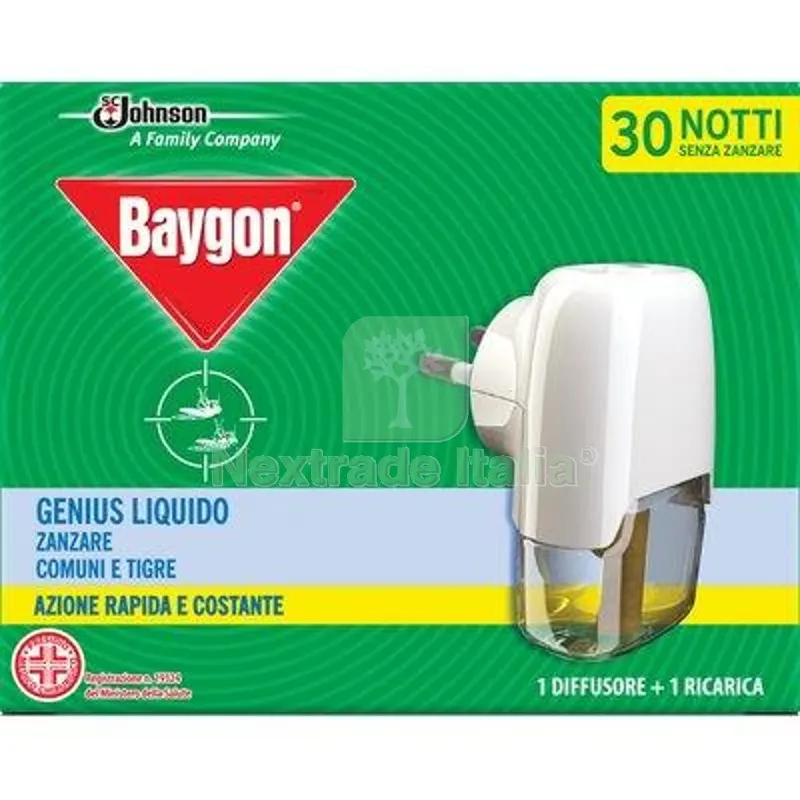 12PZ Elettroemanatore Liquido Genius Baygon + Ricarica Liquida Durata Notti 30 — Attrezzi da giardino — rif. FERX.VIR1790624