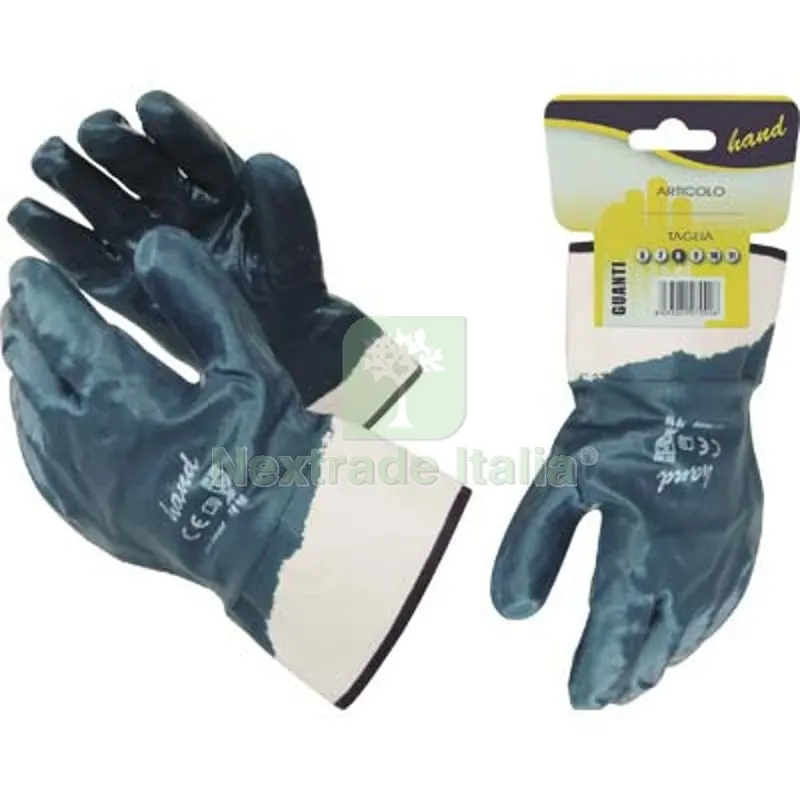 12PAIA Guanto Nitrile NBR Blu Dorso Ricoperto Workit Tela Cotone Bianco + Manichetta 10 Taglia 10 — Guanti da lavoro — rif. FERX.VIR1831818
