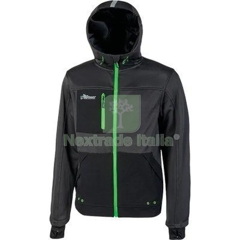 FELPA FULL ZIP + CAPPUCCIO GALAXY U-POWER ASPHALT GREY GREEN XXL Taglia XXL — Protezioni corpo — rif. FERX.VIR1837792