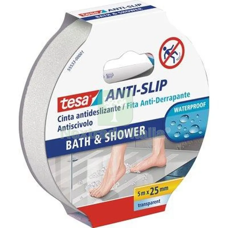 2PZ Nastro Antisdrucciolo Adesivo 55533 Tesa Doccia H.MM 25 MT 5 — Profili antiscivolo e gomma — rif. FERX.VIR1860511