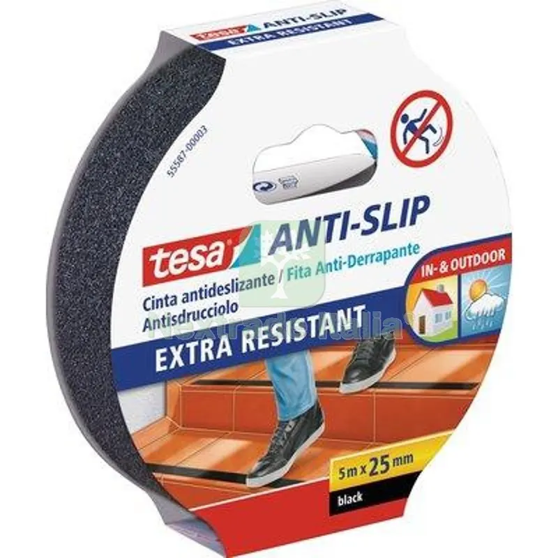 2PZ NASTRO ANTISDRUCCIOLO ADESIVO 55587 TESA NERO H.MM 25 MT 5 — Profili antiscivolo e gomma — rif. FERX.VIR1860512