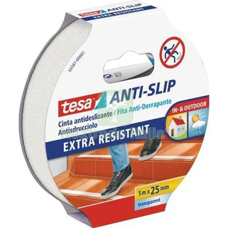 2PZ NASTRO ANTISDRUCCIOLO ADESIVO 55587 TESA TRASPARENTE H.MM 25 MT 5 — Profili antiscivolo e gomma — rif. FERX.VIR1860513