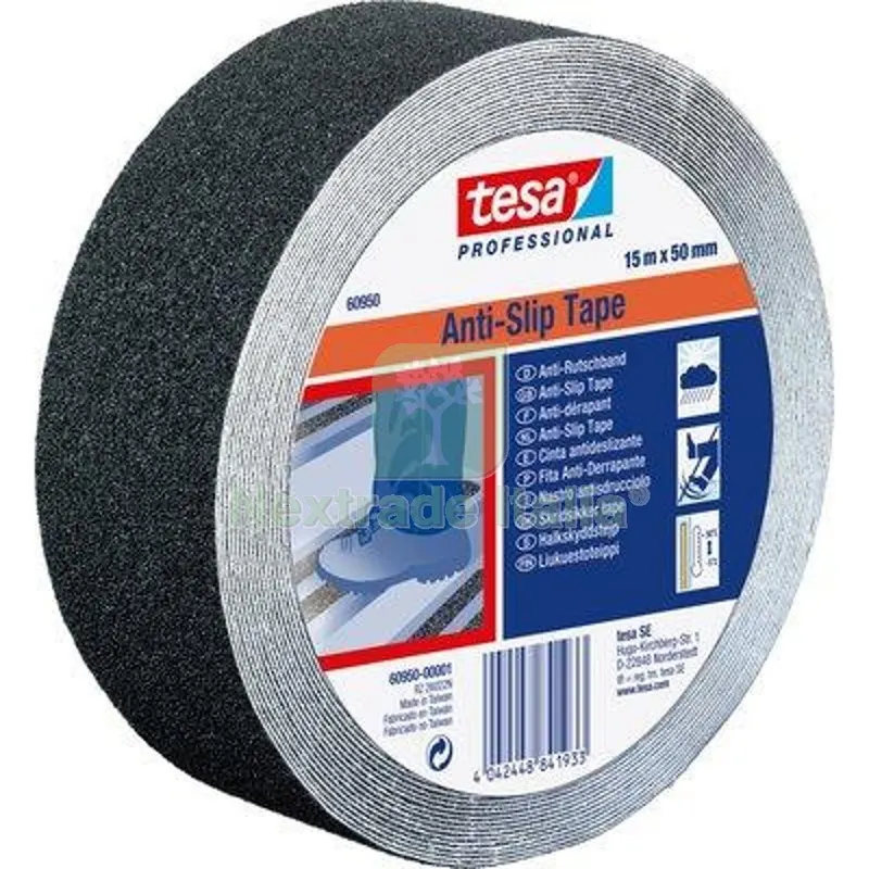 NASTRO ANTISDRUCCIOLO ADESIVO 60950 TESA NERO H.MM 25 MT 15 — Profili antiscivolo e gomma — rif. FERX.VIR1860514