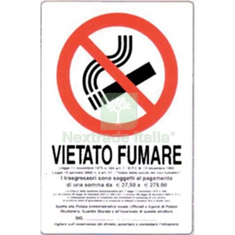 10PZ Targa Segnaletica Vietato Fumare Norme Legge PP CM 20X30 — Utensili e segnaletica — rif. FERX.VIR1860836